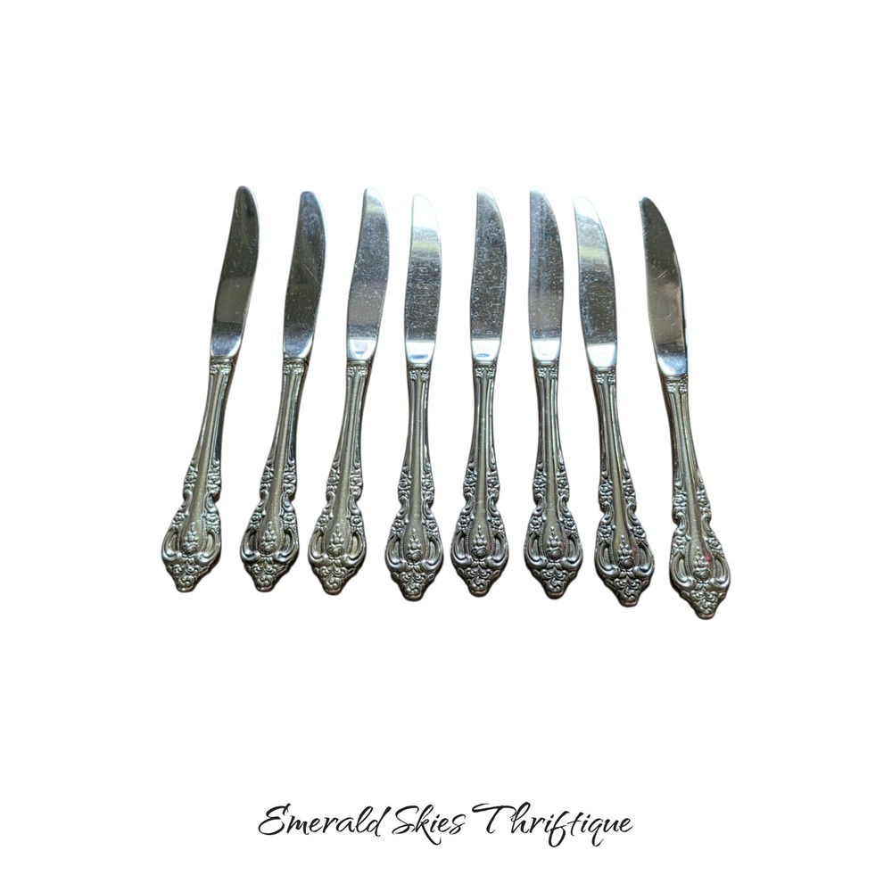 Oneida Community Brahms Stainless Set Of 8 Dinner Knives Silverware Flatware